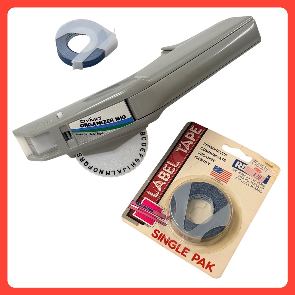 DYMO‎ Organizer 1610 Label Maker Gray Plastic Manual Embossing Tool Tape Roll